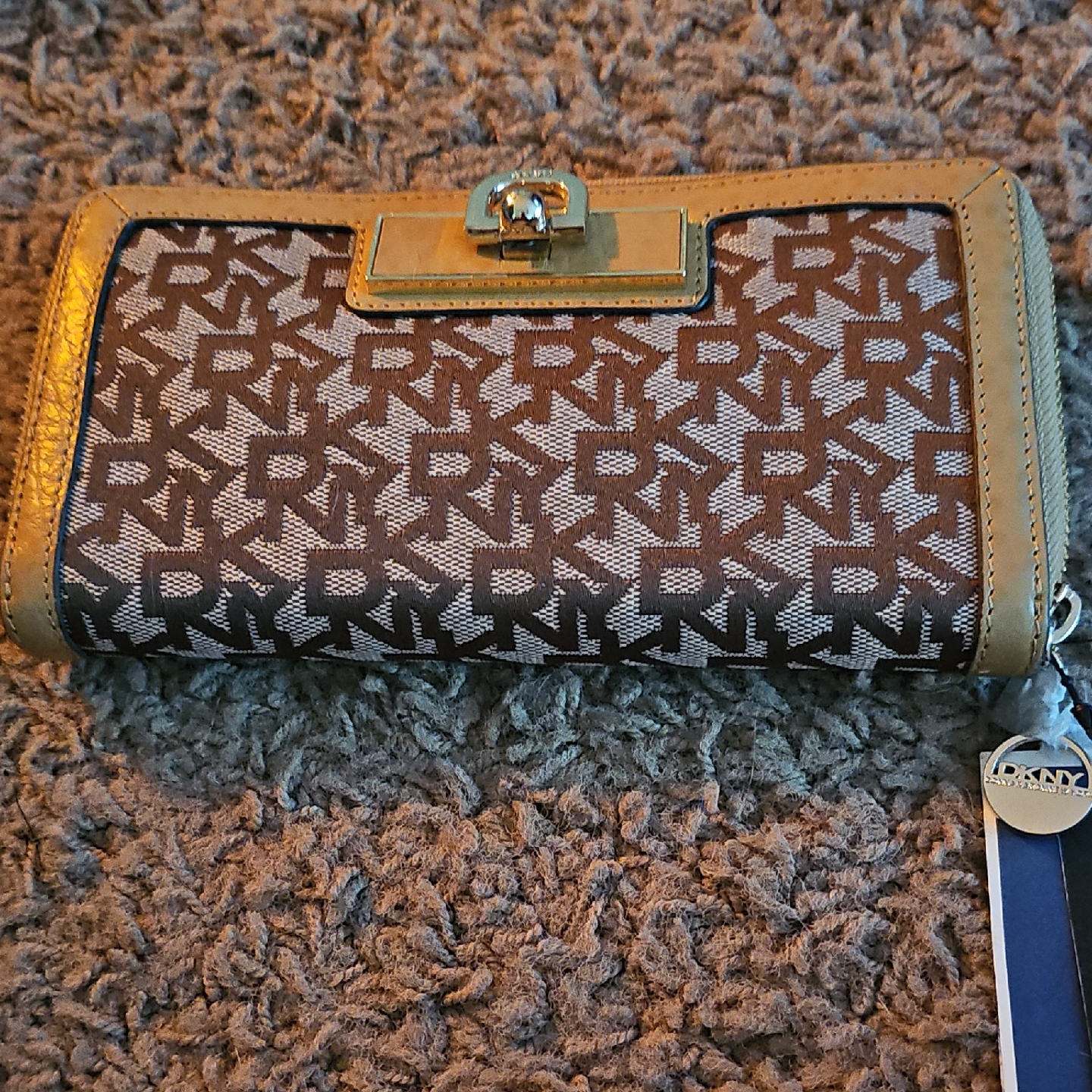 Dkny Monogram Brown And Tan Wallet